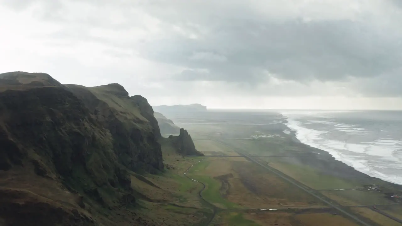 Aerial drone view of stunning Coastline landscape in south Iceland