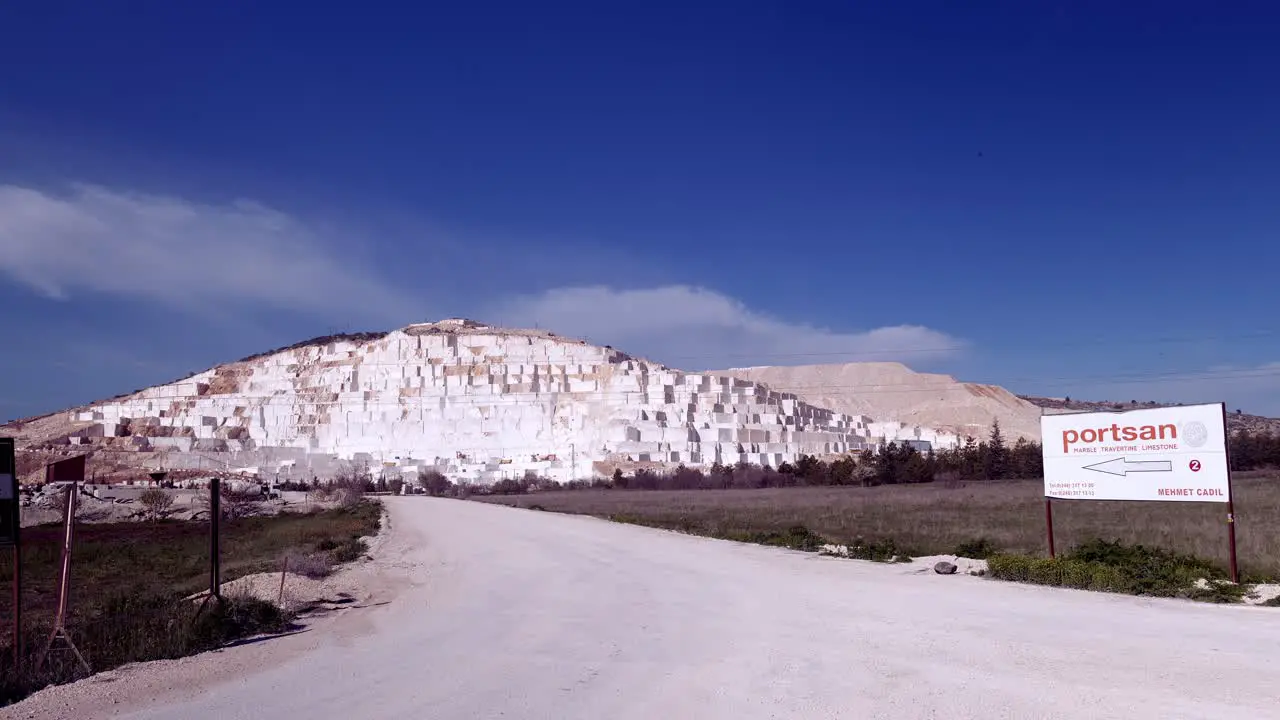 Rock marble stone excavations at Portsan Travertine limestone quarry Turkey