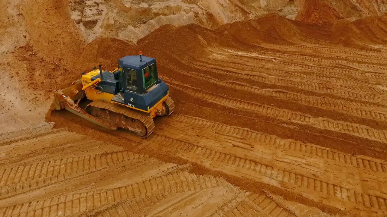 Crawler bulldozer work in sand quarry Mining machinery Construction industry