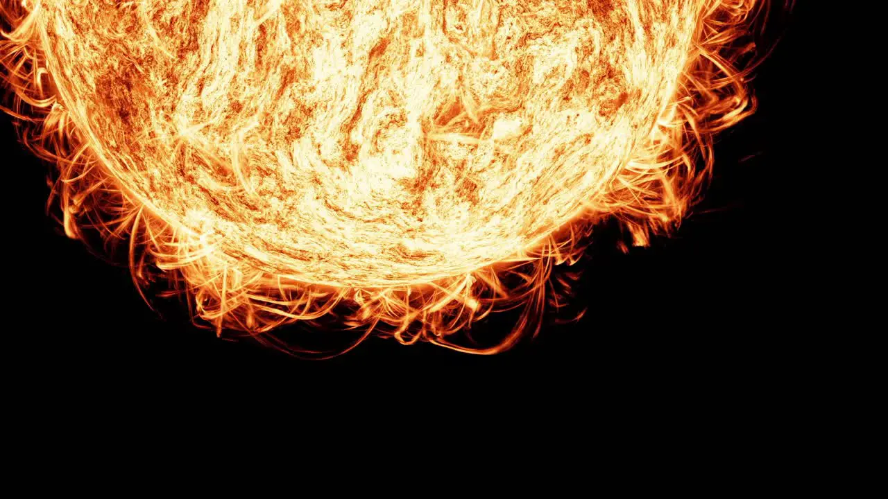 Surface of The Sun Close Up 3D Render Realistic Sun Flares Plasma Outer Space Solar System Center Frame