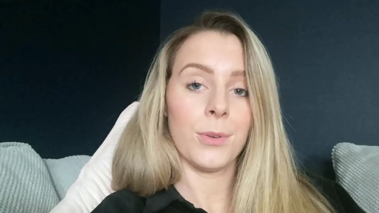 Caucasian Woman Tells Funny Story Over Video Chat