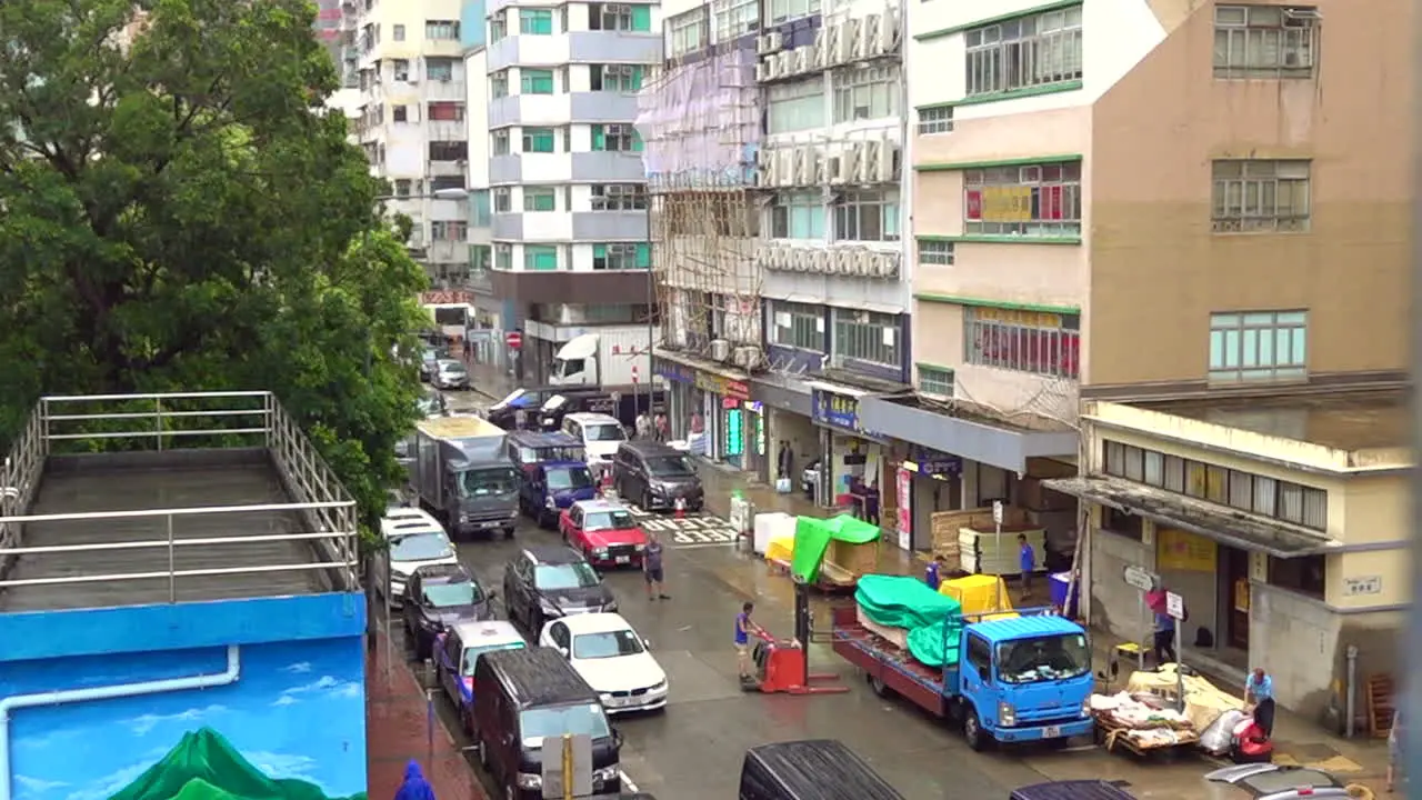 Outdoor workers are working on a rainy day