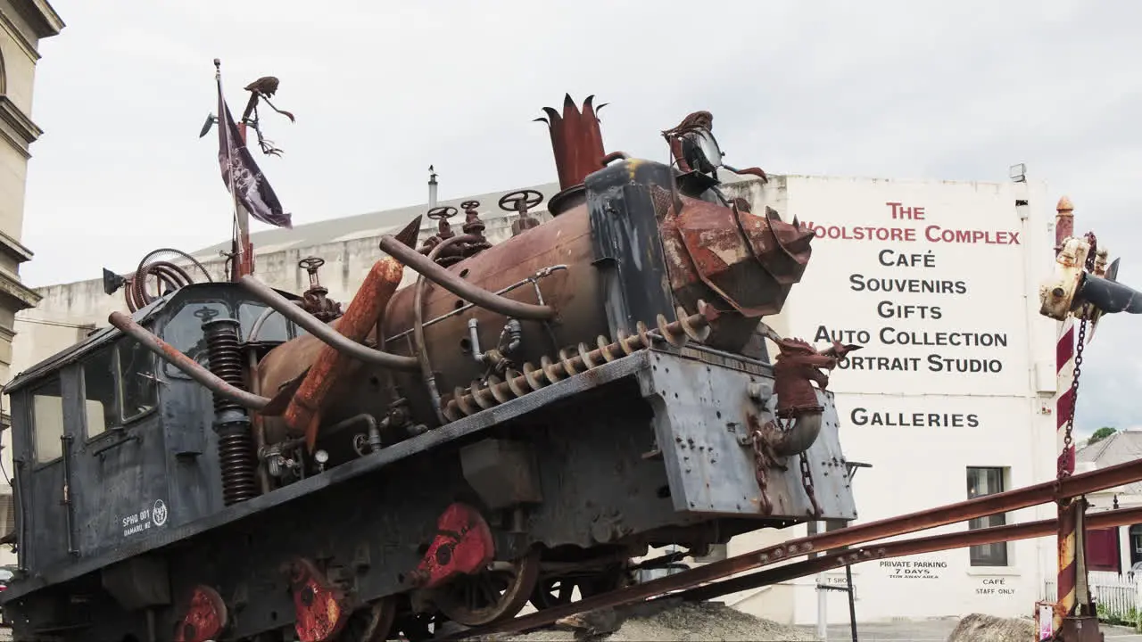 Steampunk-themed train engine at Oamaru New Zealand's Steampunk HQ