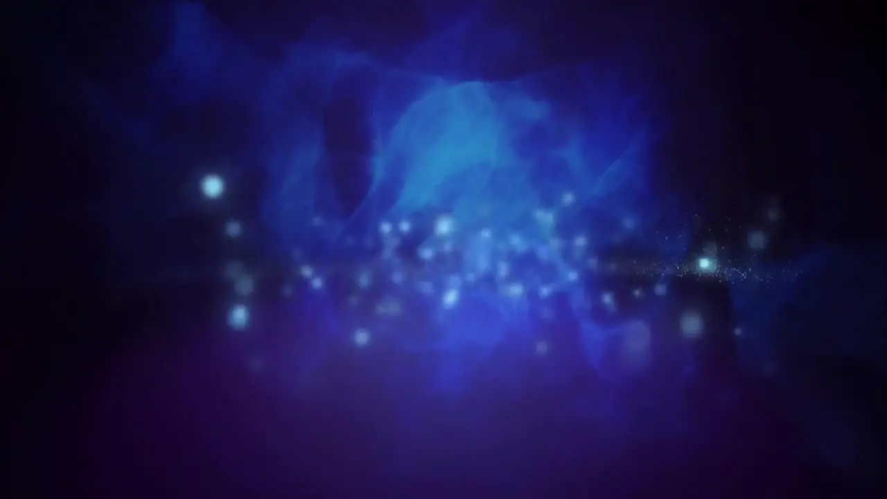 Animation of white spots moving over blue shapes on black background