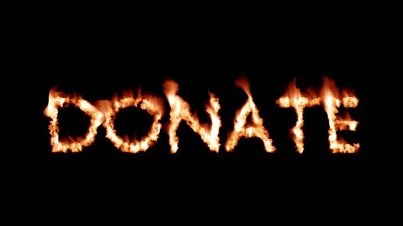 Donate hot text brand branding iron donation metal flaming heat flames 4K