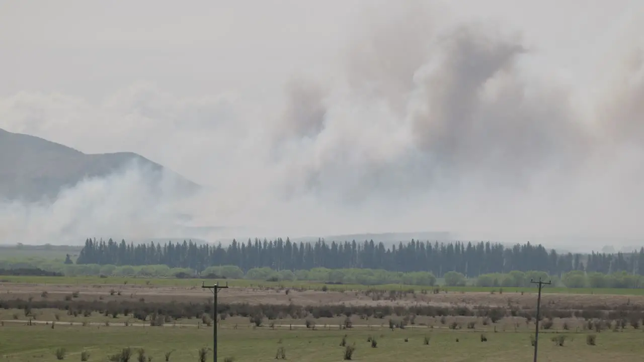 emergency alert fire forest in Pukaki Downs New Zealand winter season 2023 Firefighting emergency operations