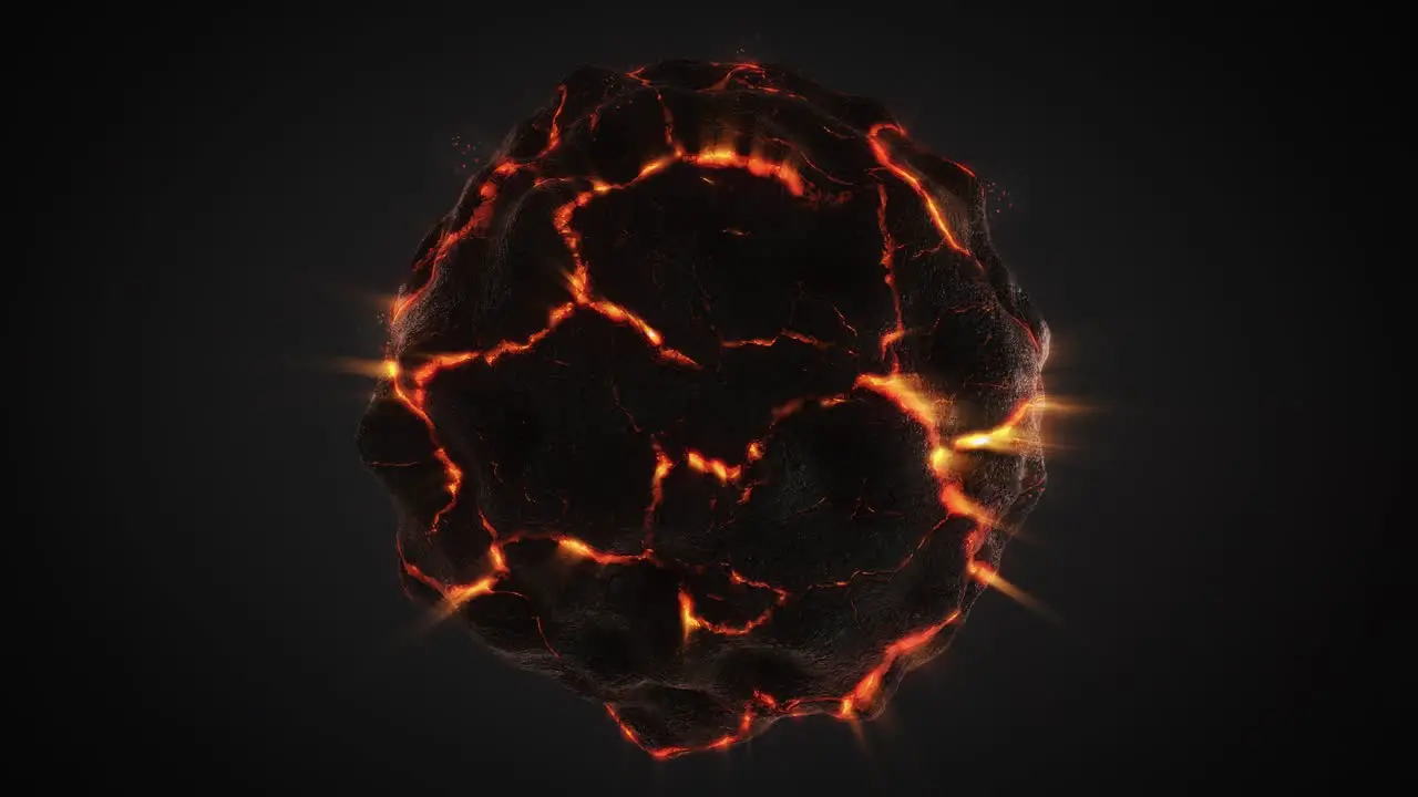 Rotating Lava Ball With Cracked Surface 3D animation