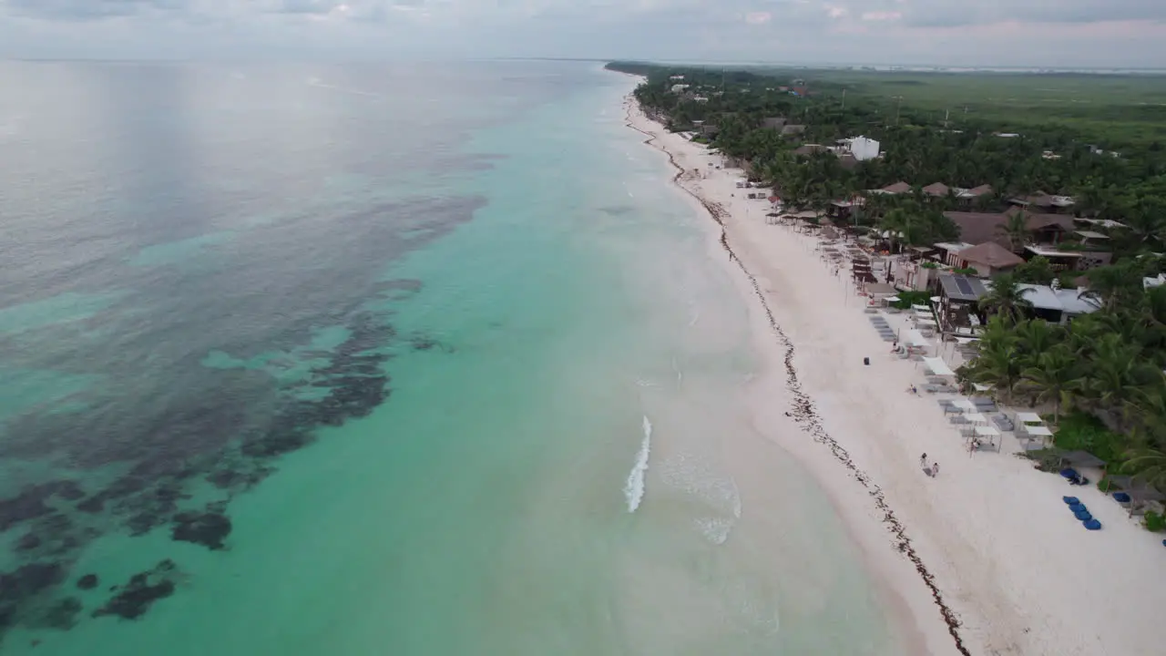 Aerial view of resorts in Tulum in Mexico