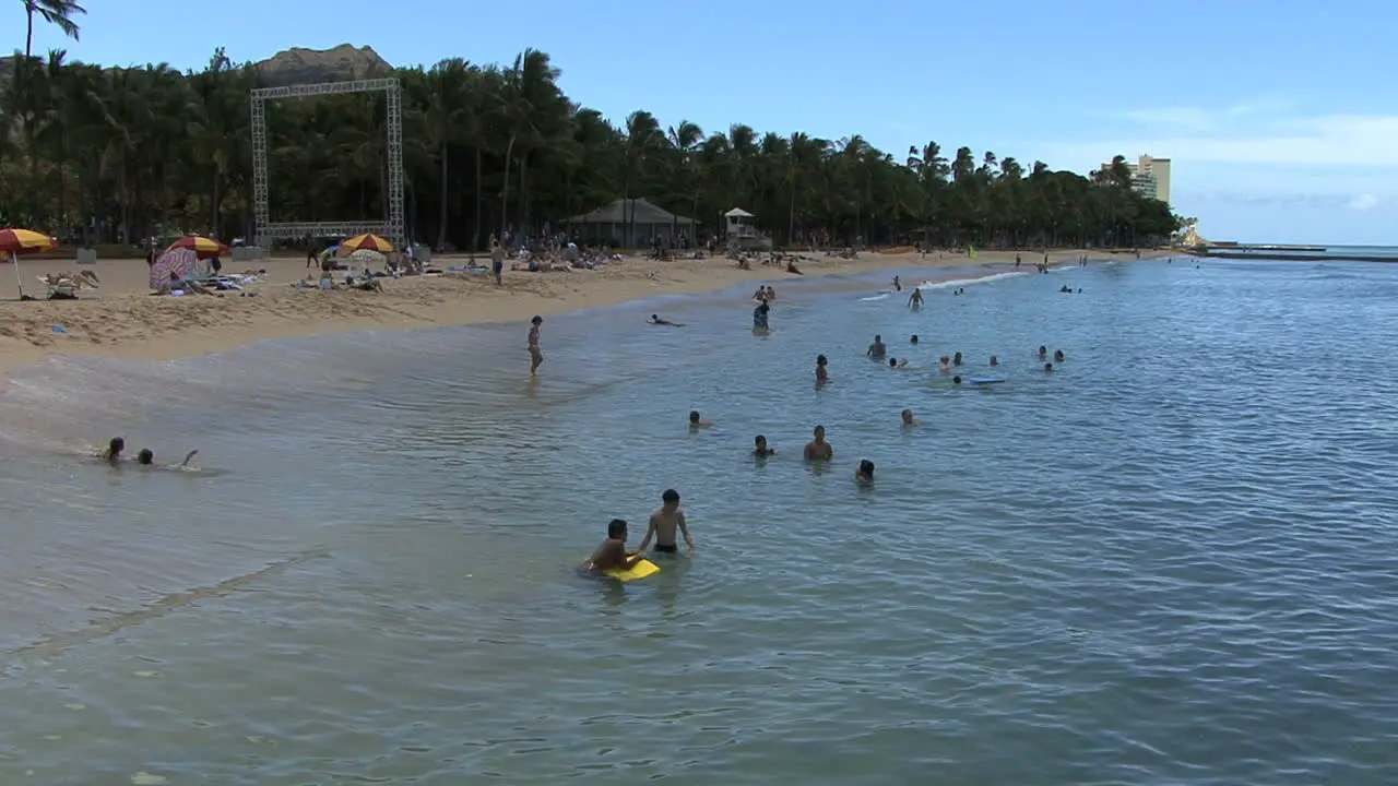 Waikiki swimmers near beach