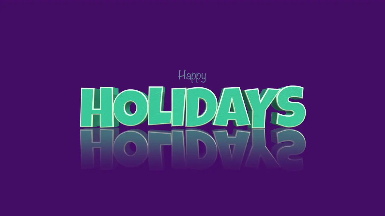 Reflective Happy Holidays in vibrant green on a purple background