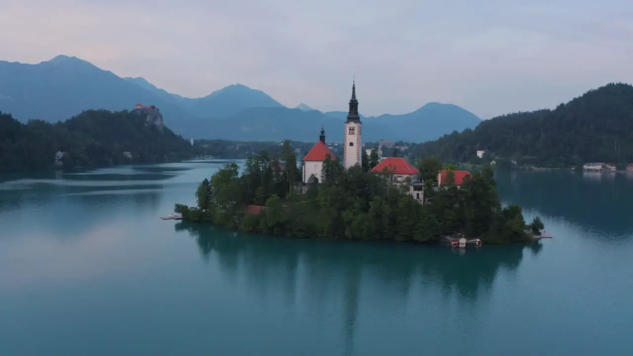 Aerial Bled Slovenia Church Travel Europe Island Flight Beautiful Church Drone