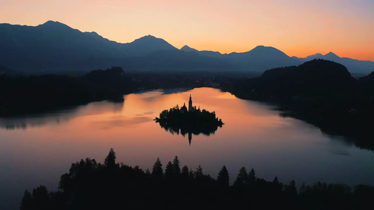 Aerial Bled Slovenia Church Sunrise Travel Europe Island Flight Beautiful Church Drone