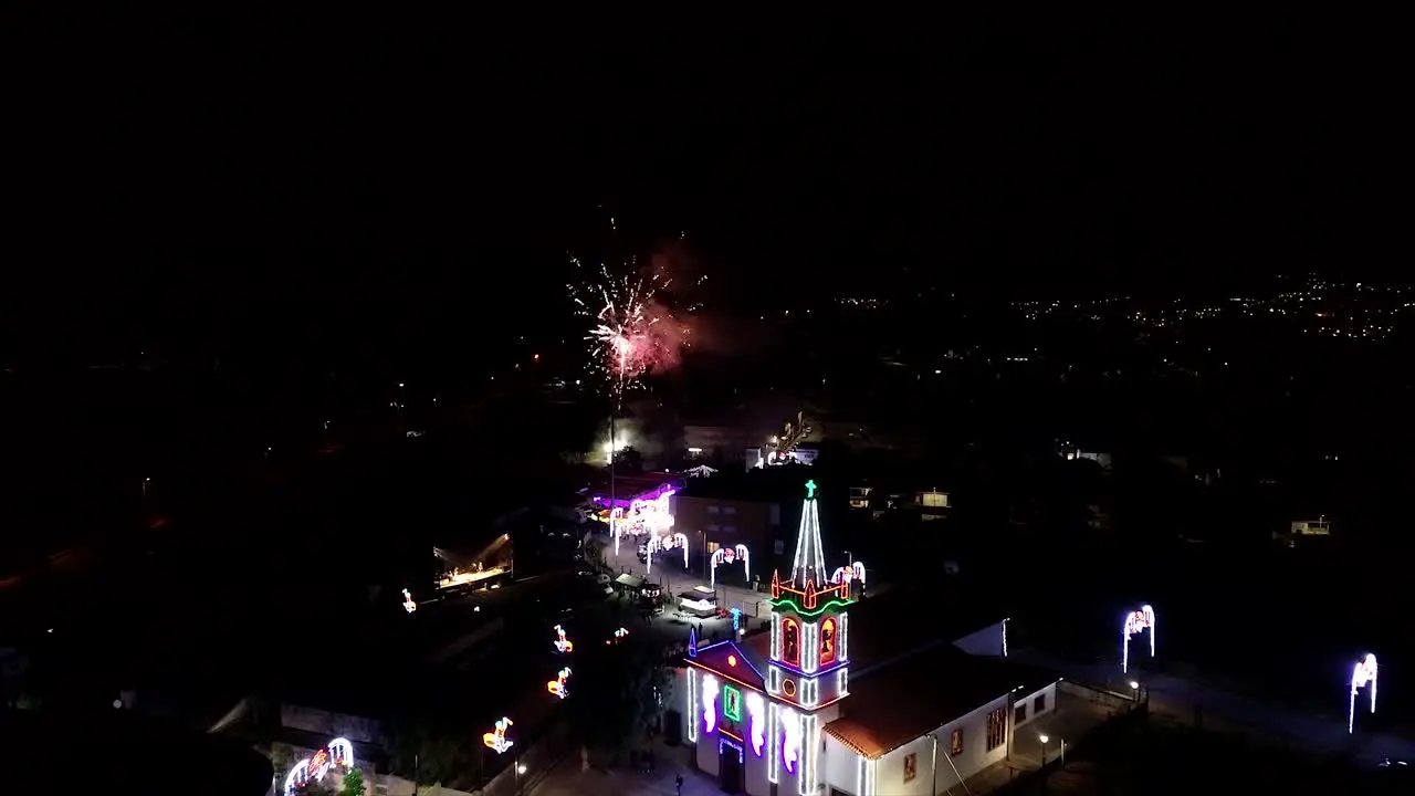 Fireworks in the Village at Night