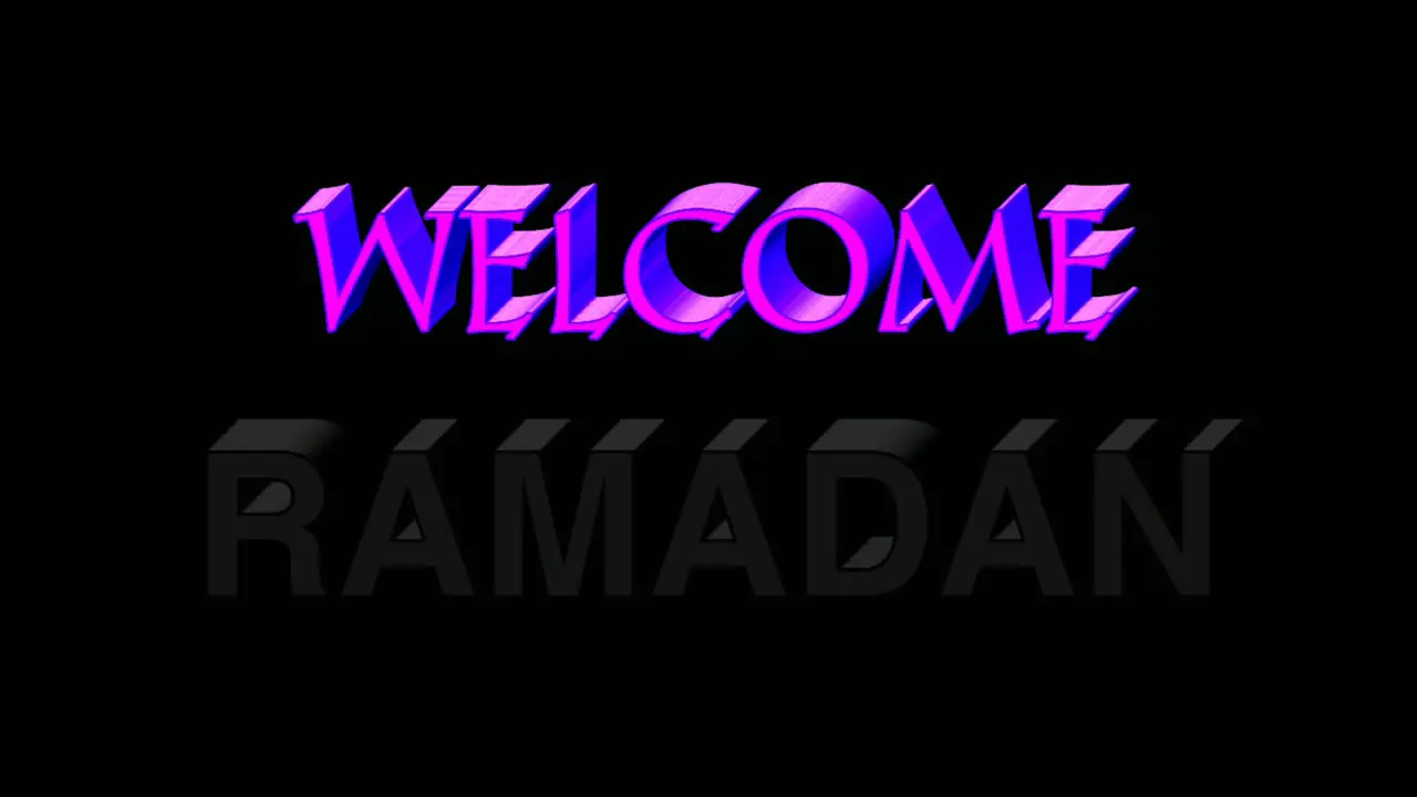 Text animation neon sign symbol welcome Ramadan on black background