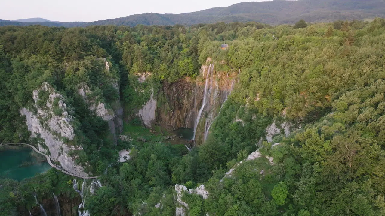 AERIAL Shot of Plitvice Lake National Park in Croatia Europe-13