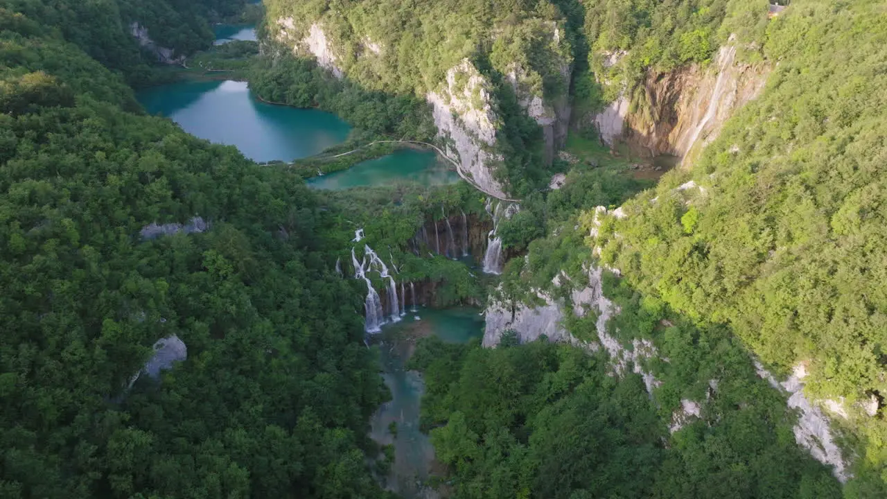 AERIAL Shot of Plitvice Lake National Park in Croatia Europe-15