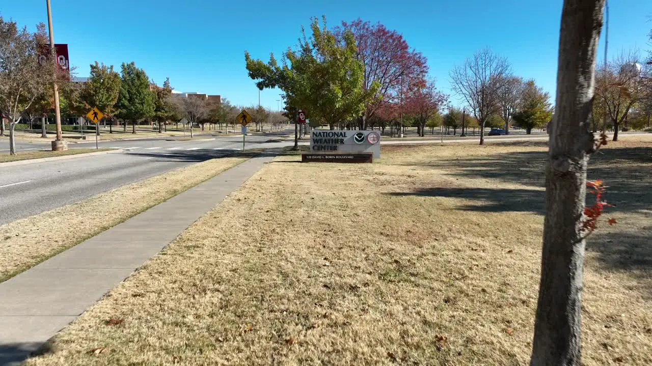 National Weather Center sign on campus of University of Oklahoma