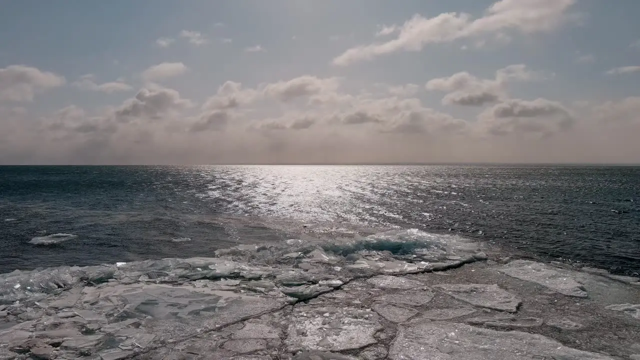 Floating Ice Sheets In The Vast Ocean Waters Of Duluth Minnesota