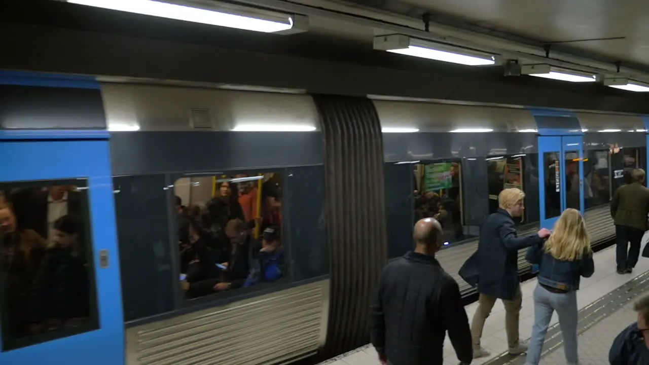 Departure of the Train in Stockholm Metro