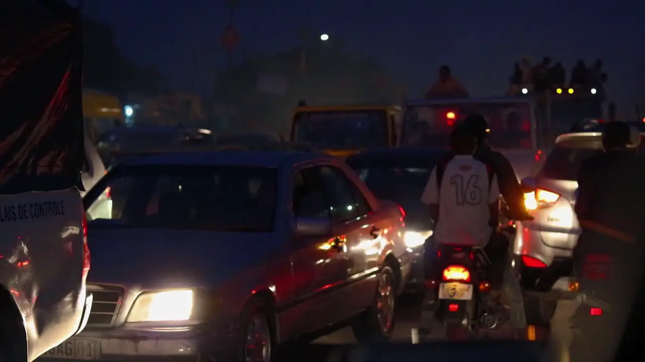 Busy Traffic on Kinshasa Highway Lumumba Boulevard at night