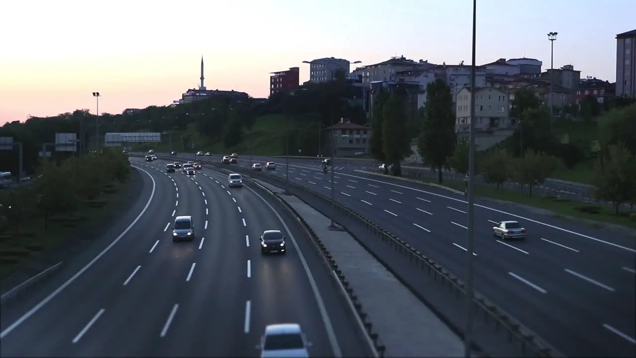 Timelapse Evening Road Traffic