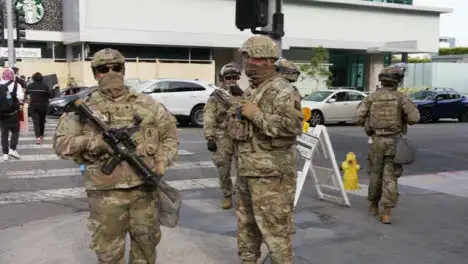 Hollywood Military Soldiers Standing During Protests