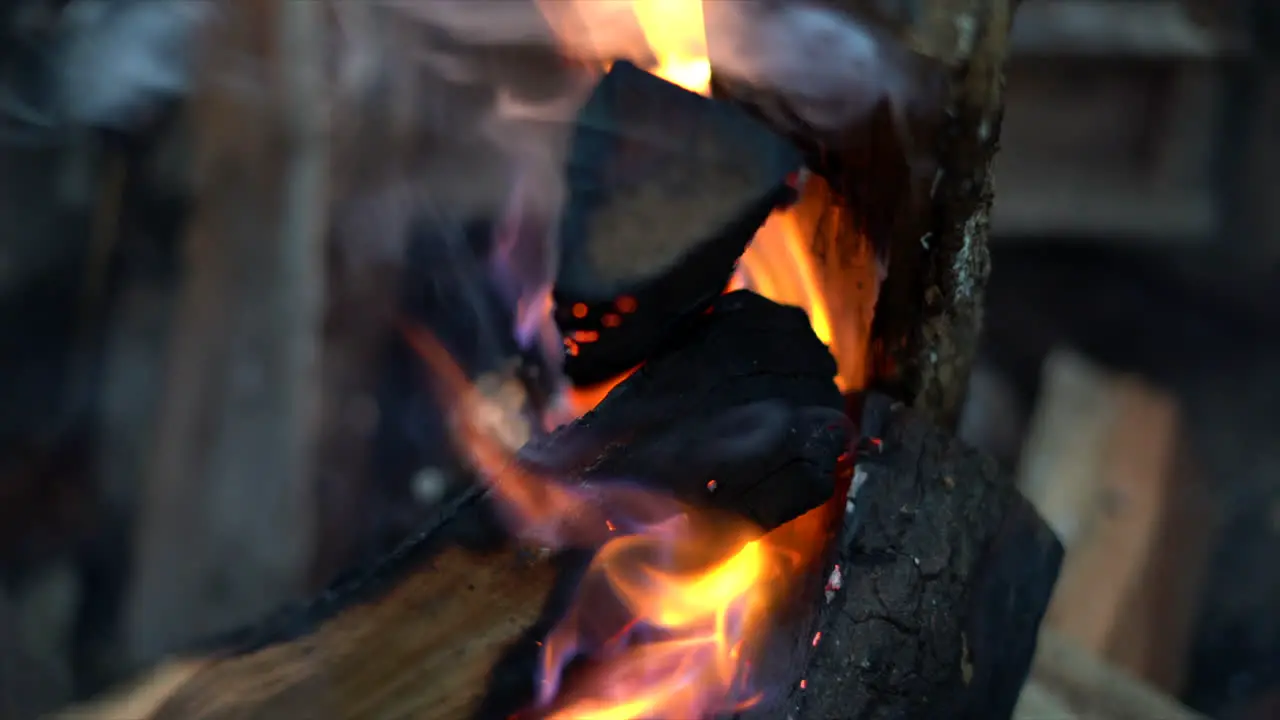 4K Shot of a Campfire Burning at Night