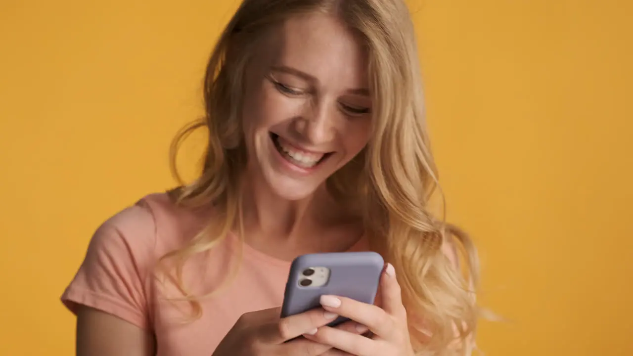 Caucasian woman using smartphone