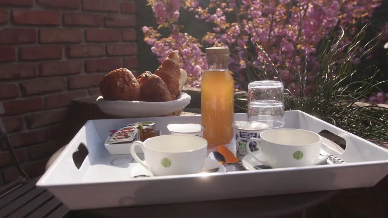 Sun reflection on a breakfast glass