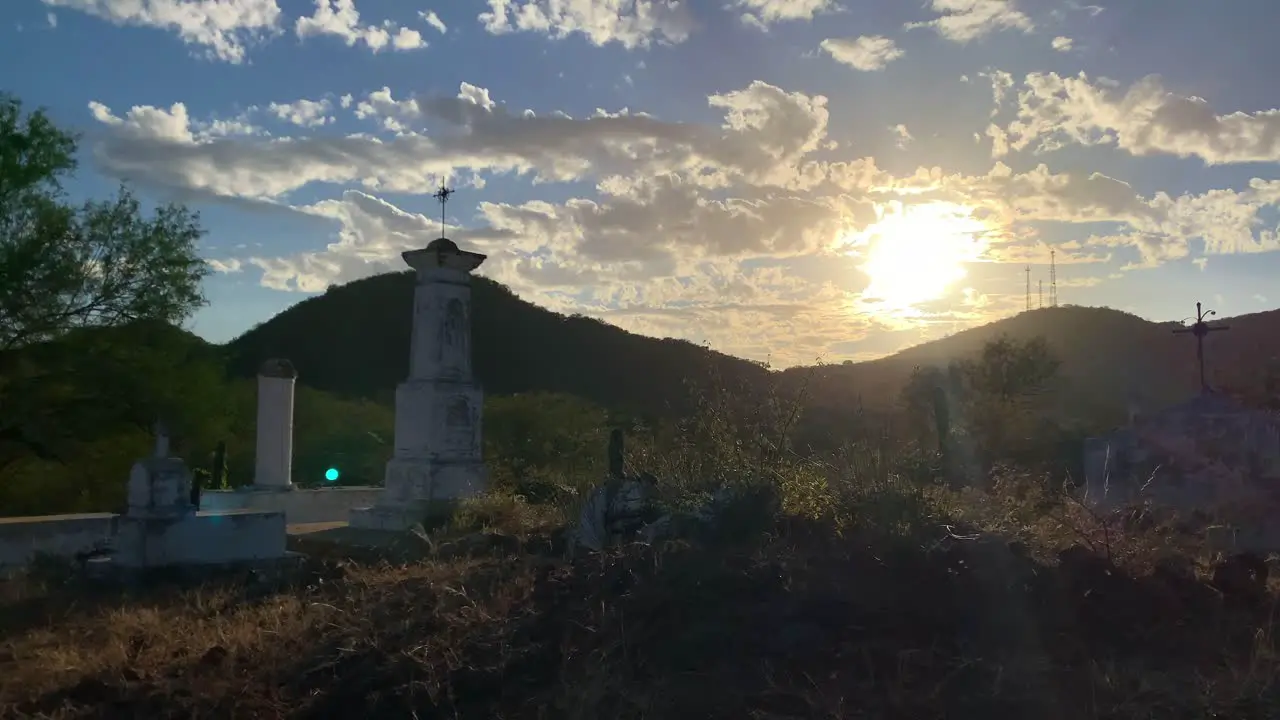 Sunsets over Panteon Municipal cemetery town of Triunfo