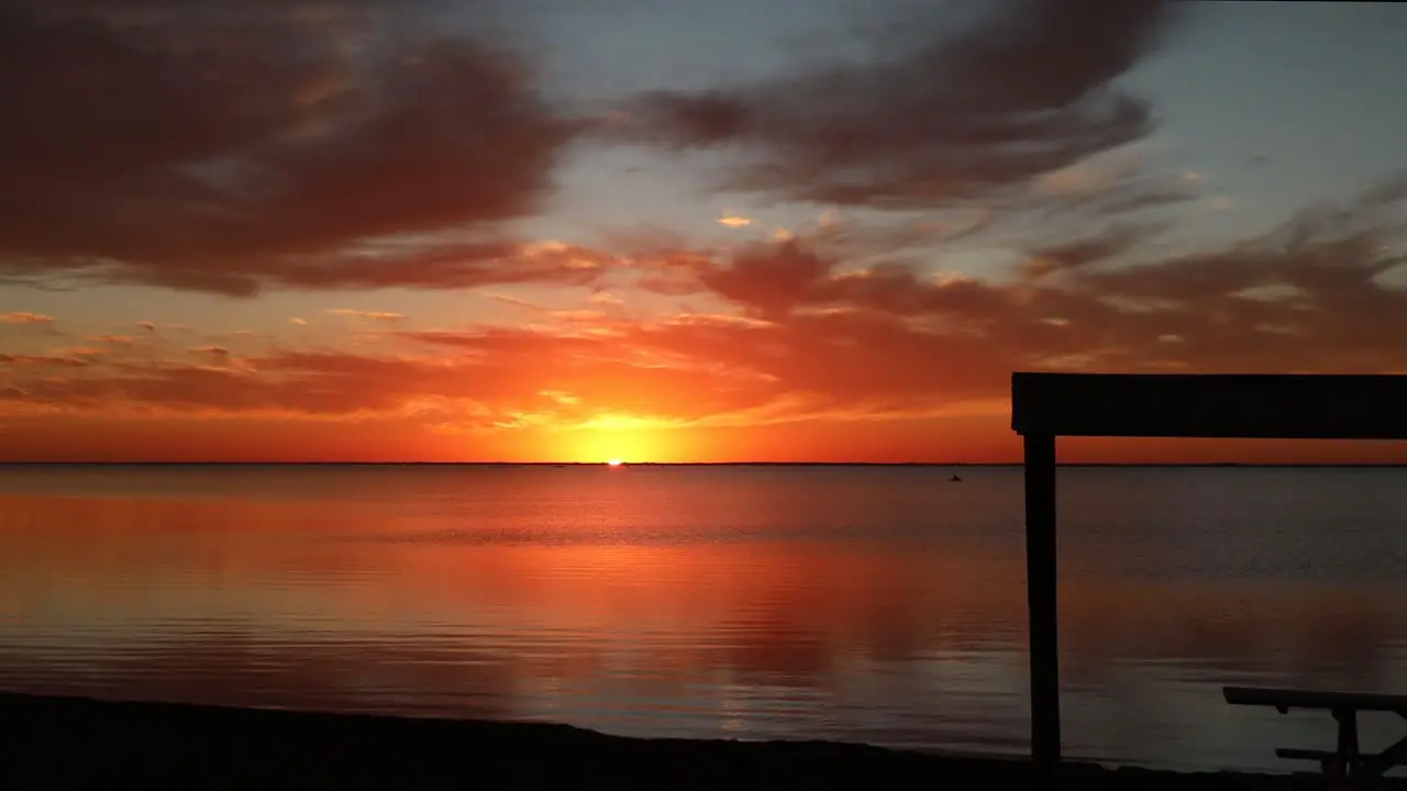 Glorious sunset over a calm Laguna Madres estuary at North Padre Island National Seashore along Gulf Coast of Texas