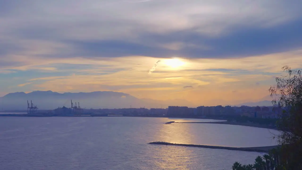 Dramatic sky during sunset at Malaga Spain