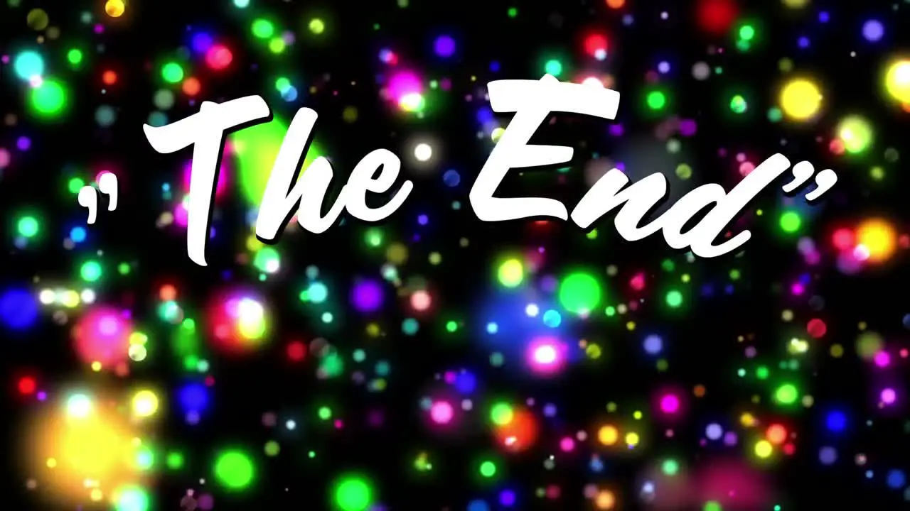 Animation of the end text over glowing lights