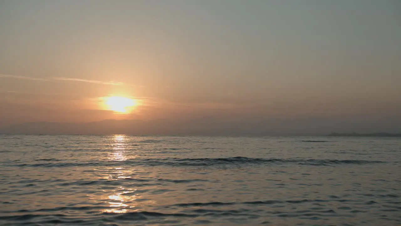 amazing view Over Ocean with Waves into Sunset on Tropical Island Mallorca Spain on Sunny Day