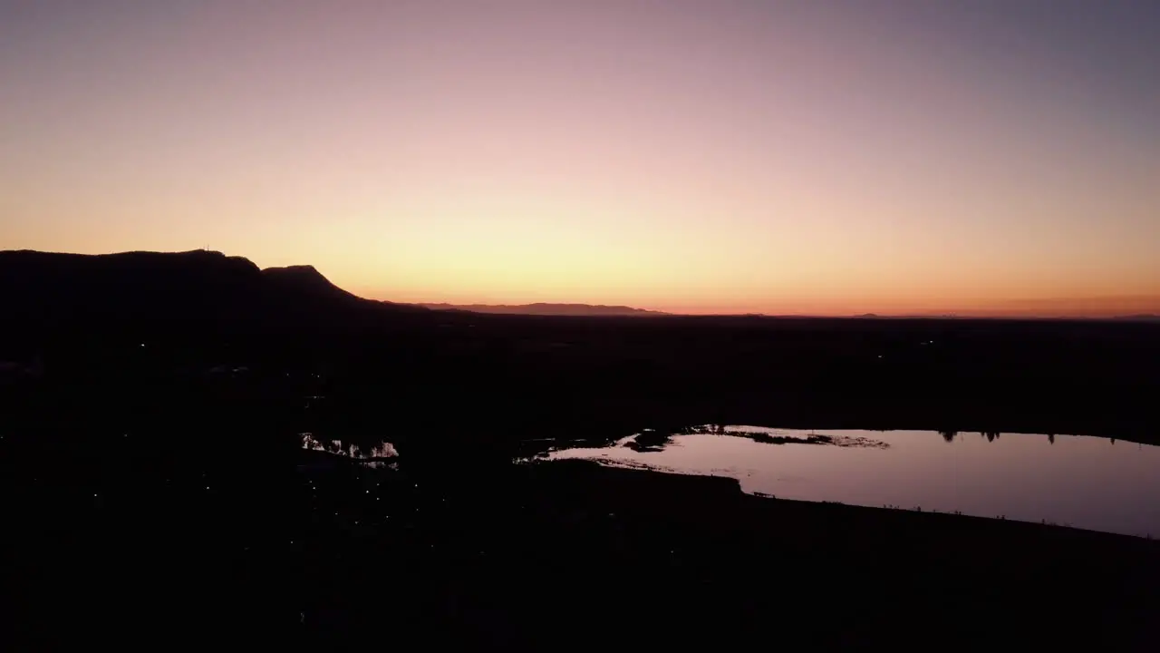 Intense sundown in Australia Hunter Valley at nightfall sideways aerial