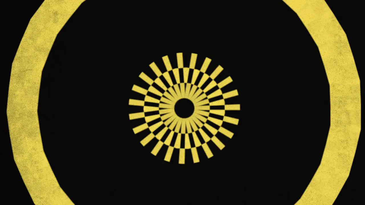 Radiating sun a captivating circular pattern with yellow center and black lines