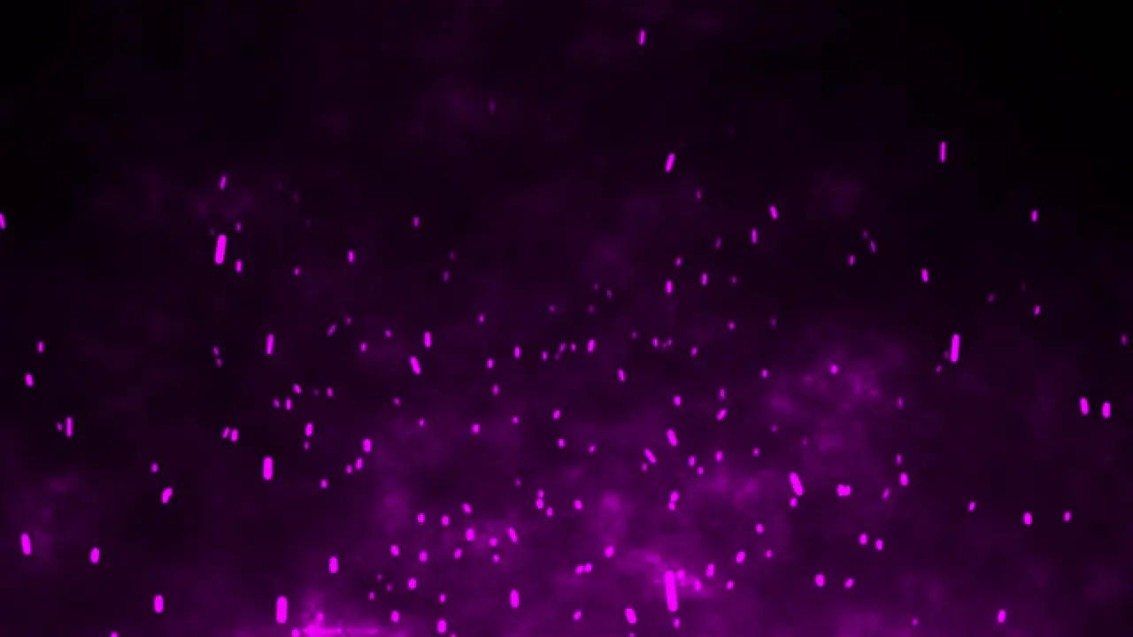 3D animation motion flames fiery hot ember sparks firework glow flying burning particles on black background visual effect 4K pink purple