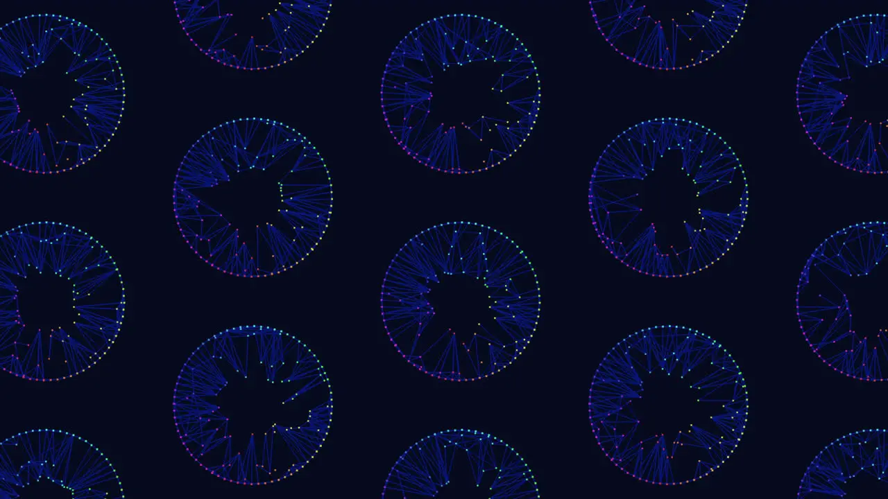 Geometric circles in blue and purple on black background