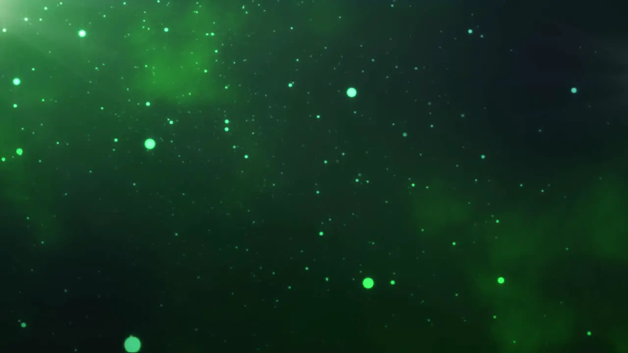 Mesmerizing building and swirling green particles background