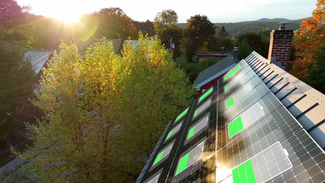 Solar panels featuring a battery charging animation