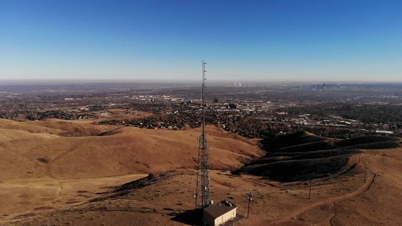 A pan over a towering cell tower