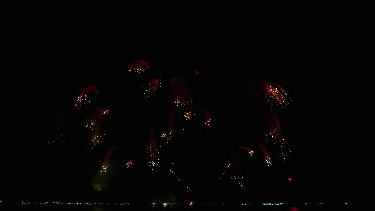 Pyrotechnic display entertaining the spectators during the Pattaya international Fireworks Festival 2023 located in Chonburi province in Thailand