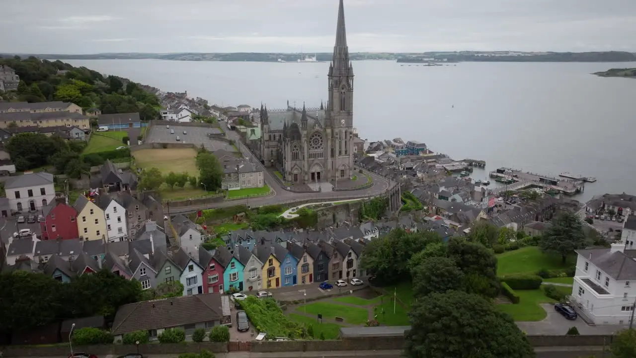 St Colman’s Cathedral Cobh Aerial View Deck of Cards Colourful Houses