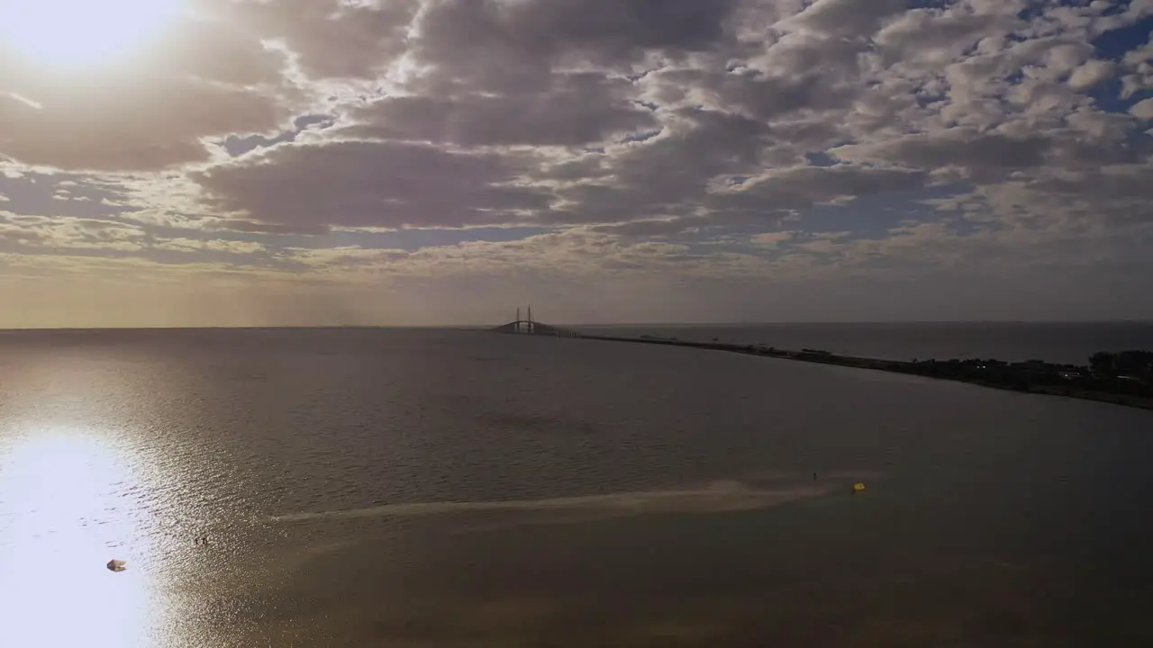 Sunshine Bridge on a sunny day on Tampa Bay in Florida