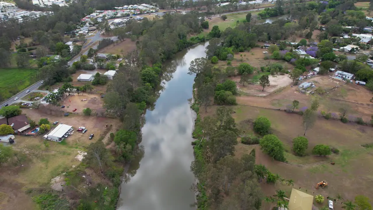 Cloudy Skies Reflecting On The Waters Of Logan River In Queensland Australia