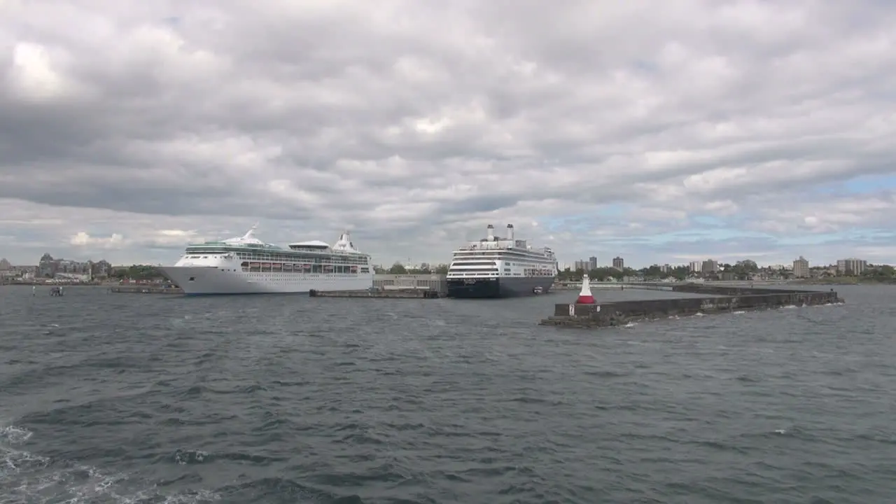 British Columbia Victoria Harbor passing cruise ships