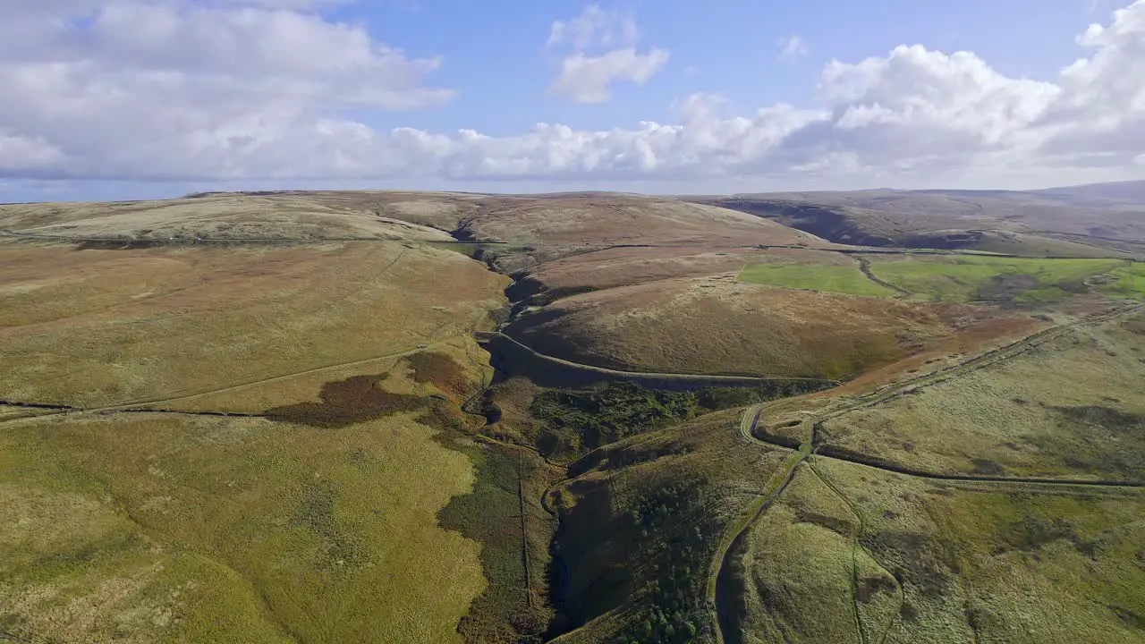 Drone aerial footage of Saddleworth Moor is a moorland in North West England