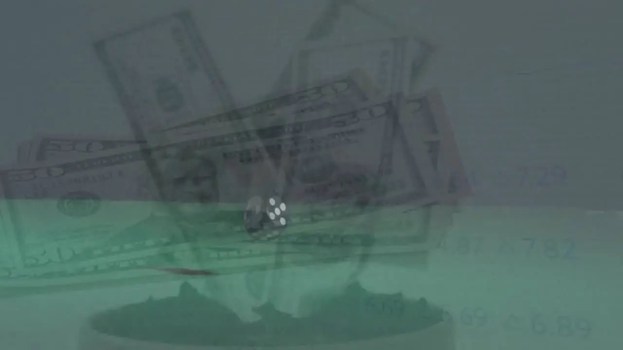 Animations of cube over dollars banknotes