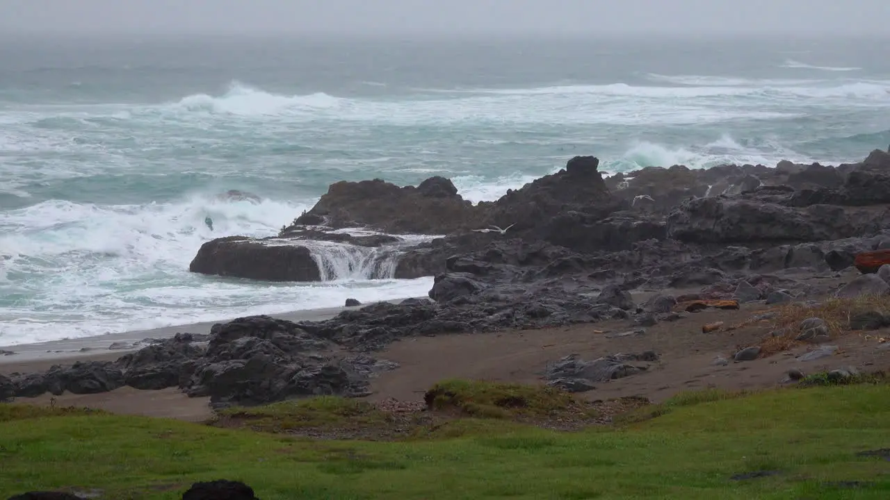 Oregon wild winter waves on rocks