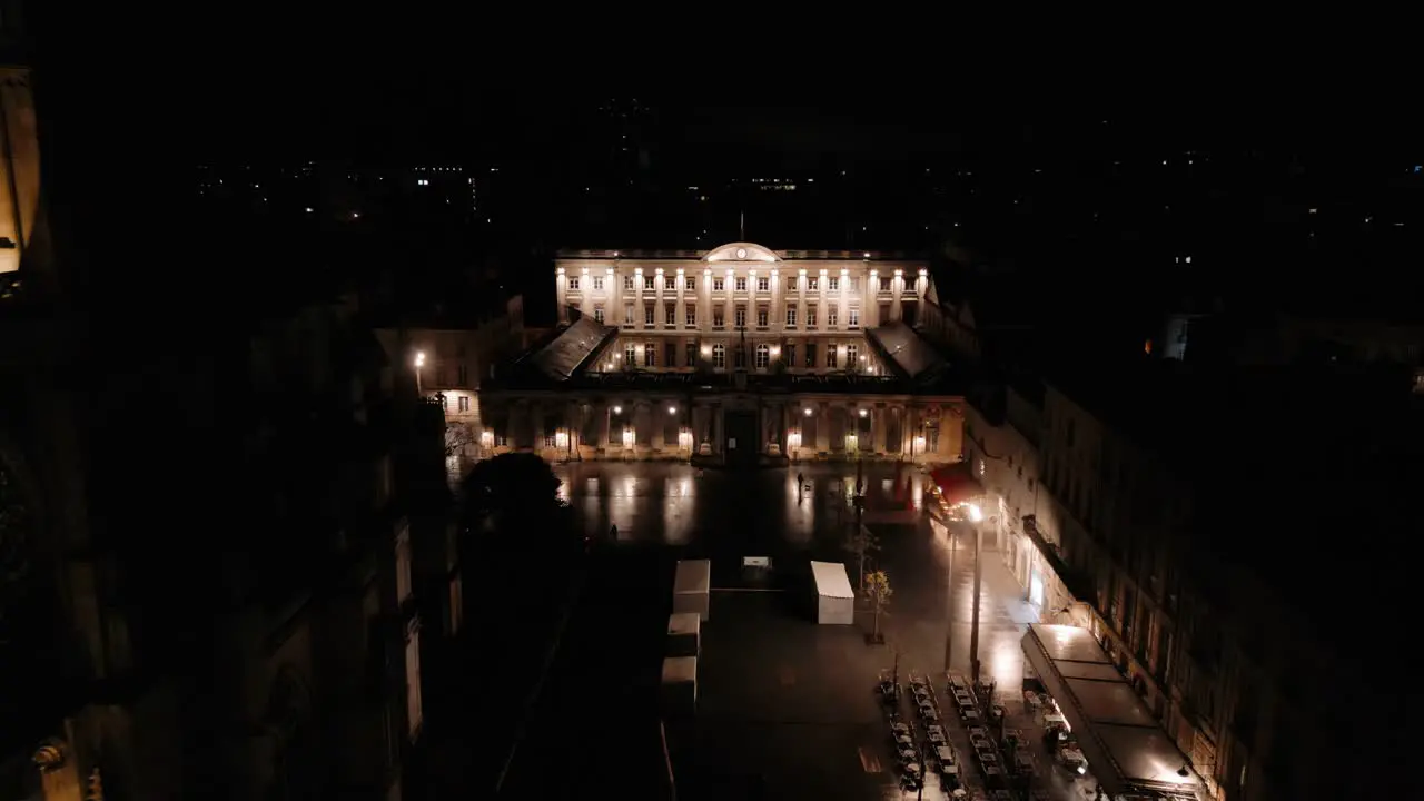 Bordeaux City Hall Illuminated at Night France aerial